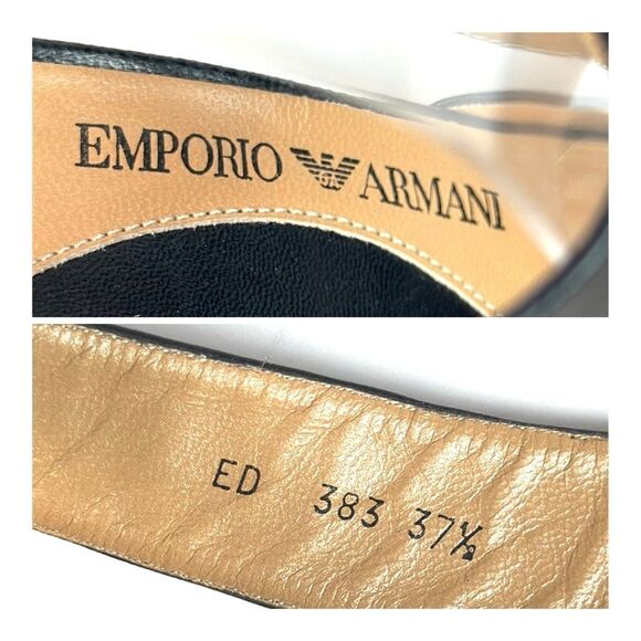 Emporio Armani Black Leather Pumps High Heels Mary Jane size 37,5 US 7,5 Italy - Picture 14 of 16